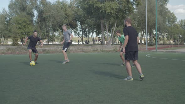 Soccer Team Scoring a Goal in Football Game