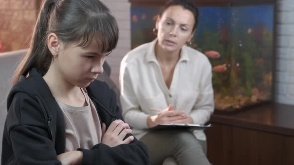 Sensitive Girl with Psychologist