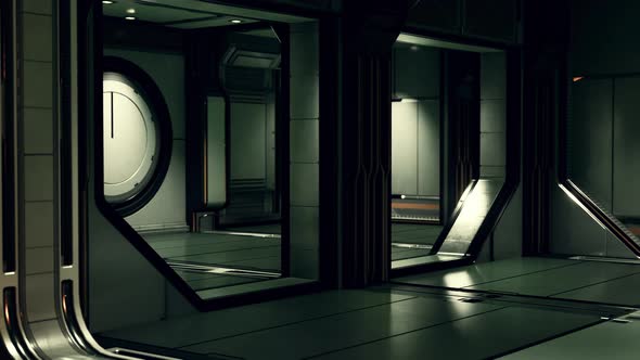 Realistic Futuristic Scifi Spaceship Corridor
