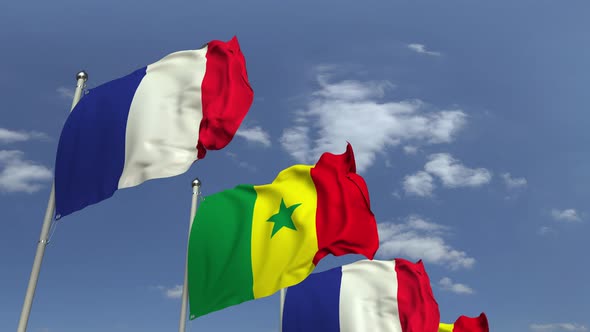 Many Flags of Senegal and France