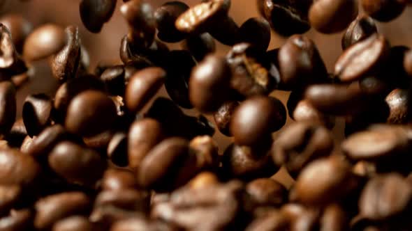 Roasted Coffee Beans After Being Exploded in Super Slow Motion at 1000Fps