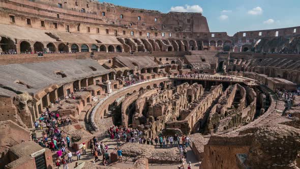 Time lapse of tourist in Rome Colosseum in Italy