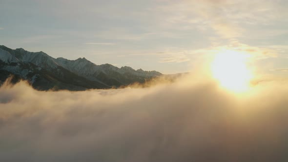 Mountains in the clouds Beautiful sunrise Eastern Sayan Siberia Buryatia Arshan