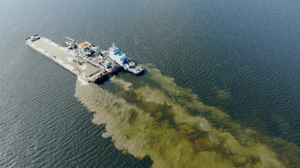 Dredge Vessels Are Excavating Sand in the Open Water