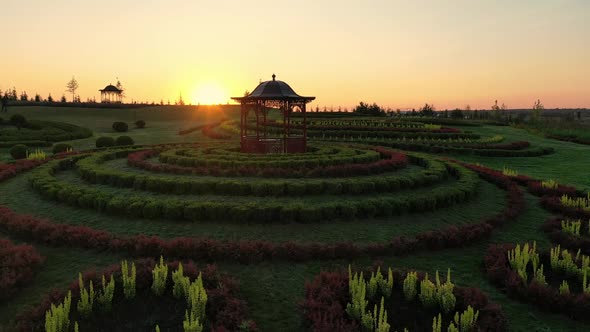 Scenic Landscape of Beautiful Summer Park Dobropark at Sunrise Motyzhyn Ukraine