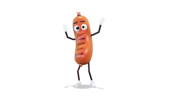 Sausage Wave Greeting on White Background