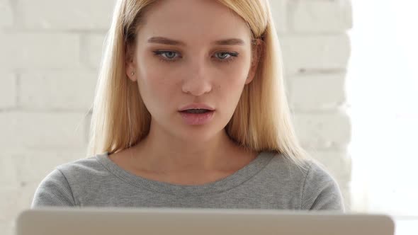 Shock, Surprise, Woman Gesturing while Working in Office