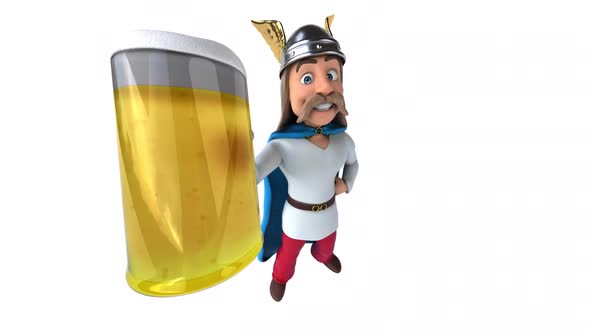 Fun 3D cartoon gaul with a beer