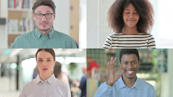 Collage of Different Races People Showing Okay Sign