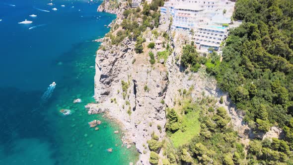 Amazing Aerial View of Beautiful Amalfi Coast in Summer Season Italy