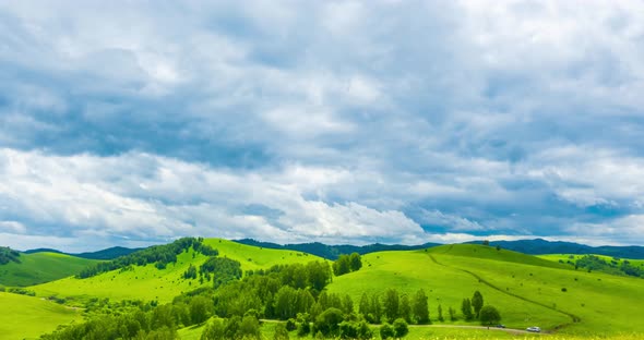 Mountain Meadow Timelapse at the Summer or Autumn Time