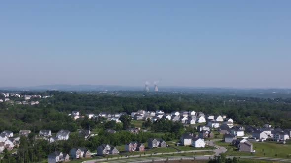 Aerial view small town neighborhood  developments