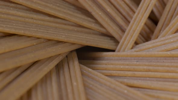 Close Up Image of Buckwheat Fusilli Pasta. Slow Rotation Close Up