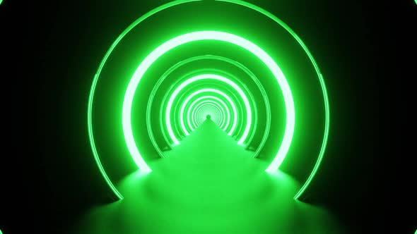 Neon Green Round Circle Tunnel Background Vj Loop HD