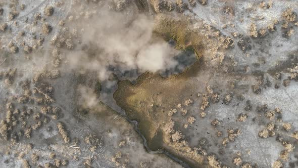 Natural Volcanic Thermal Hot Springs on Desert