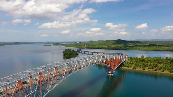 Panoramic View of the San Juanico Bridge the Longest Bridge in the Country