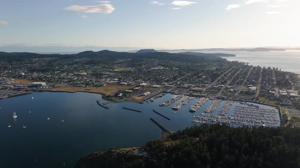 Breathtaking Aerial View Of Anacortes Washington In Summer Season