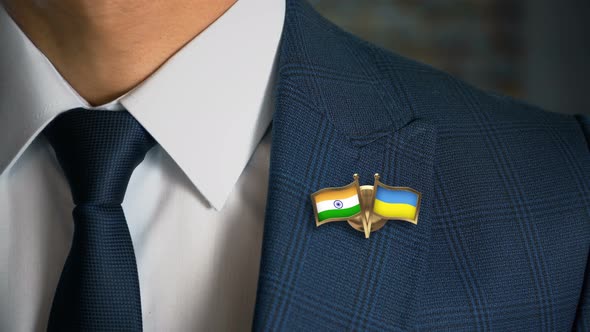 Businessman Friend Flags Pin India Ukraine