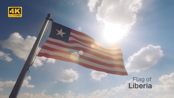 Liberia Flag on a Flagpole V2 - 4K