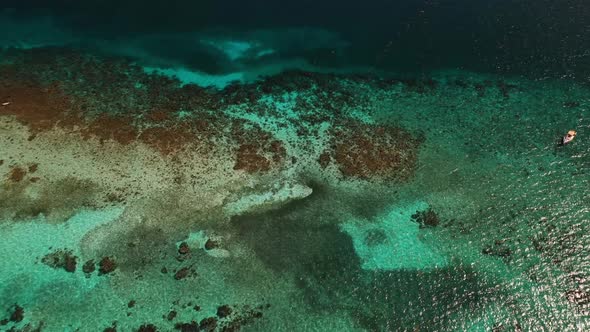 Caribbean Ocean Barrier Reef Belize w/ Boat Tilt Down