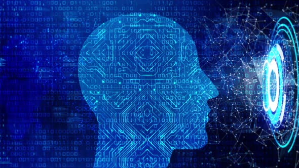 Artificial intelligence and cyber space. Future Technology Brain circuit Concept Visualization. alt