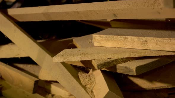 Carpentry Background with Wooden Boards at Workshop