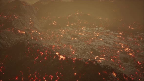 Closeup of a Lava Flow of Volcano on Hawaii