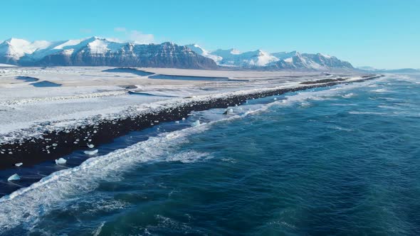 Icebergs on Black Beach