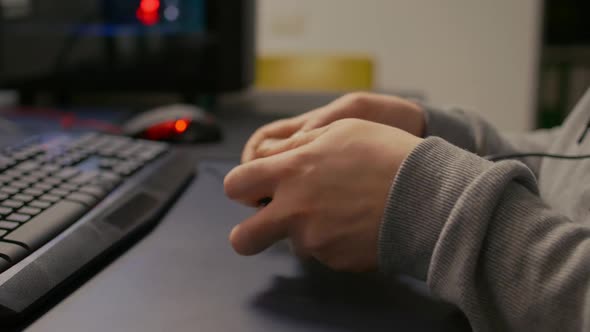 Closeup of Wireless Joystick During Online Championship