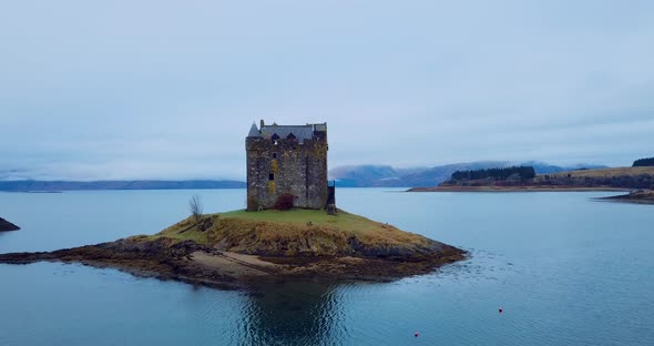 View Of Castle Stalker In Scotland