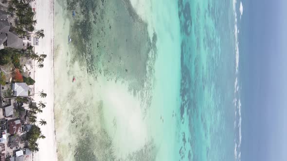 Zanzibar Tanzania  Vertical Video of the Ocean Near the Coast Slow Motion