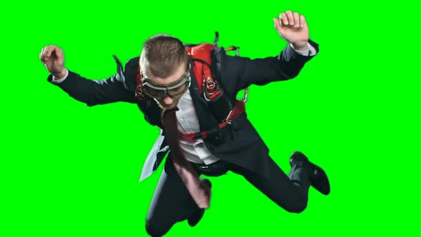 Assured Businessman Parachuting