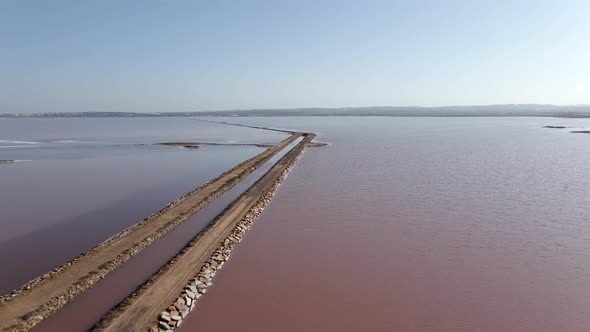 Pink Lake Las Salinas of Torrevieja in Alicante Spain  Aerial Panoramic