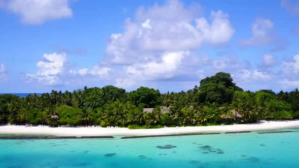 Drone tourism of seashore beach by blue ocean and sand background