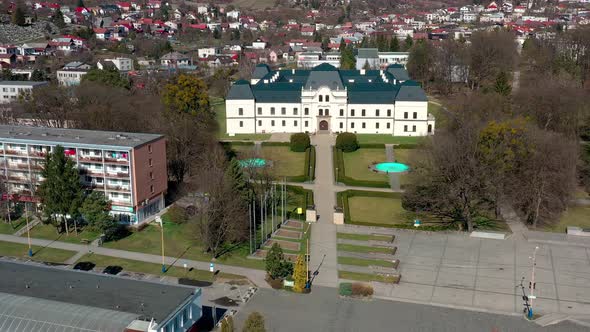 Aerial view of the castle in Humenne, Slovakia