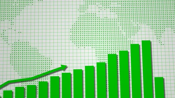 3d Business Graph Animated On White Background