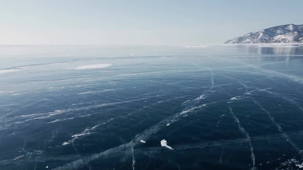 Frozen Lake Baikal Aerial View