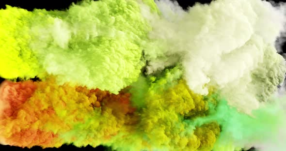 Colorful smoke effect flowing with turbulences and speed. alt