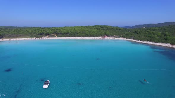 Aerial view of yachts and sailing boats, Dalmatian paradise