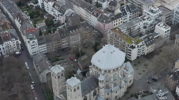 AERIAL: Flight Over of Cologne City in Germany 