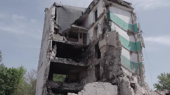 Borodyanka Ukraine  a Destroyed Building During the War Bucha District