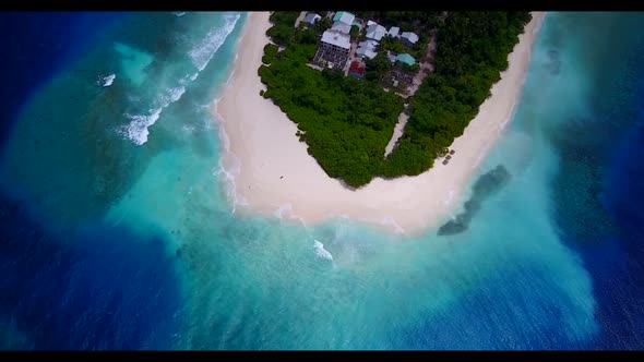 Aerial view seascape of marine coastline beach adventure by shallow ocean and clean sand background 