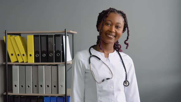 Portrait of Confident Skilled Practitioner African American Female Physician