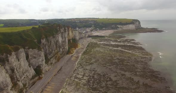 White cliffs at Etretat, Normandy, France.
