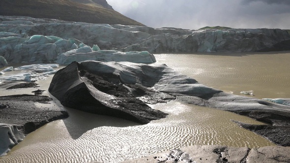 Iceland. Melting glacier in Iceland. Glacial Lake. Global warming effect, climate change concept