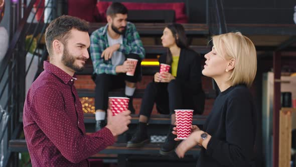 Coffee Break in a Modern Loft Office Center