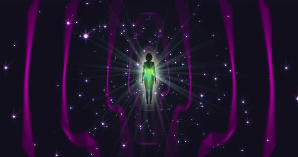 A Looped 3D Animation of the Enlightenment of the Multicolored Energy of the Human Aura Fields