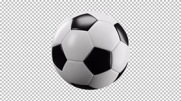 Very realistic isolated spinning soccer ball with transparent background