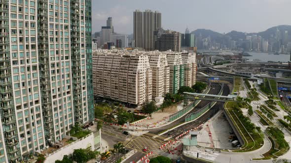 Top view of Hong Kong city