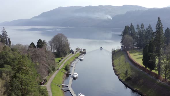 Aerial View of Fort Augustus on the Shores of Loch Ness Scotland